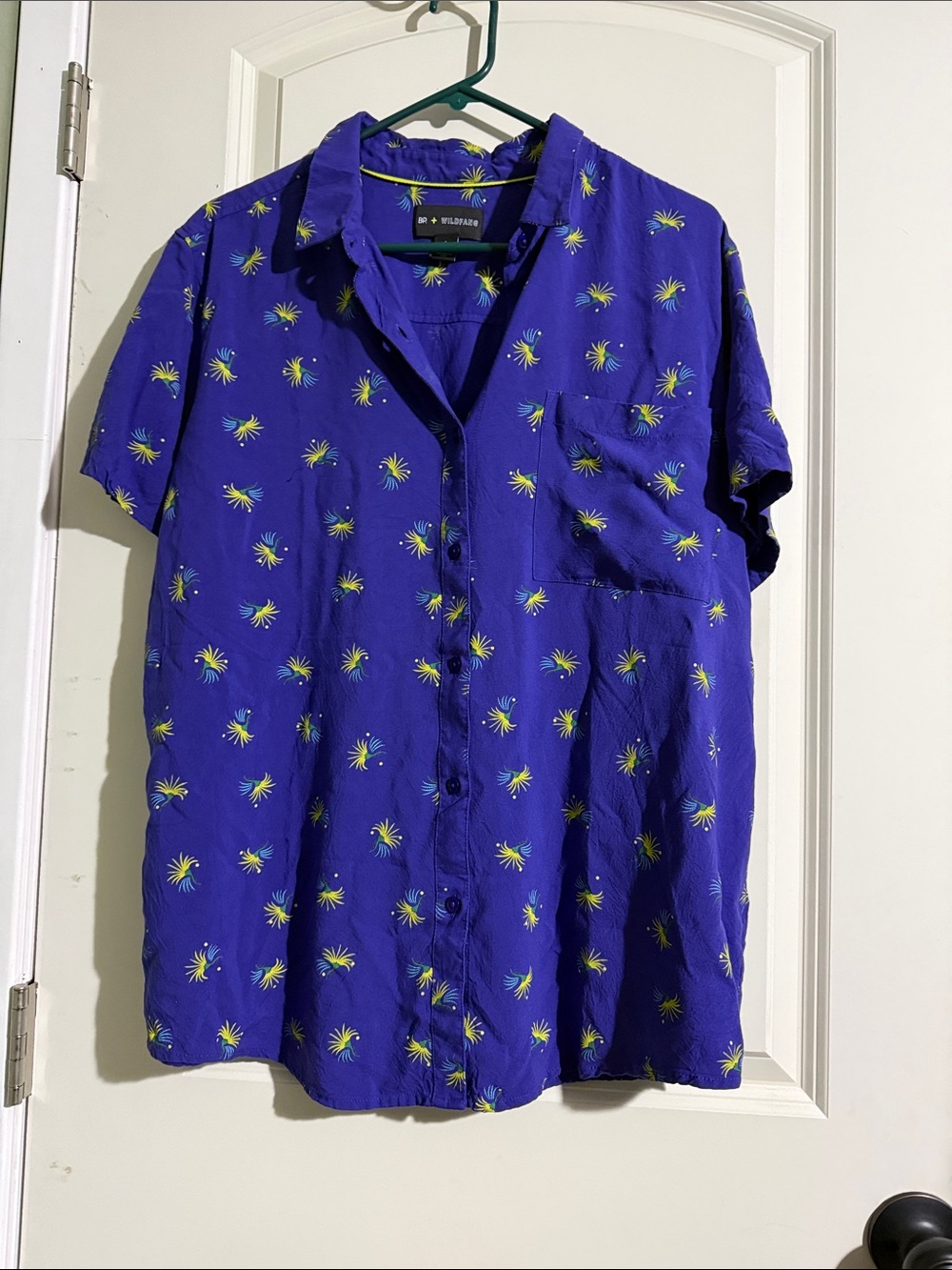 BP. + Wolfgang Womens Purple Short-Sleeve Button-Up Shirt. Size large